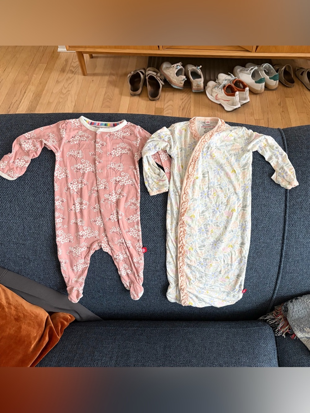 Magnetic Me Pink Floral Footed and Cream Floral Sleep Sack Set